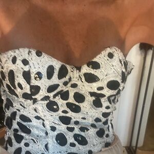 TALULAH Black and White Sequin Crop Top